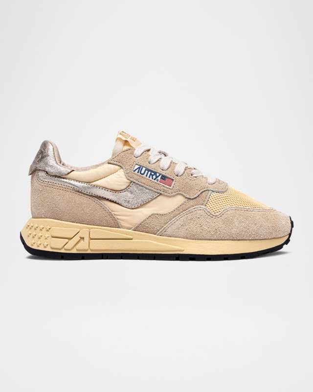 Reelwind Mixed Leather Retro Trainer Sneakers